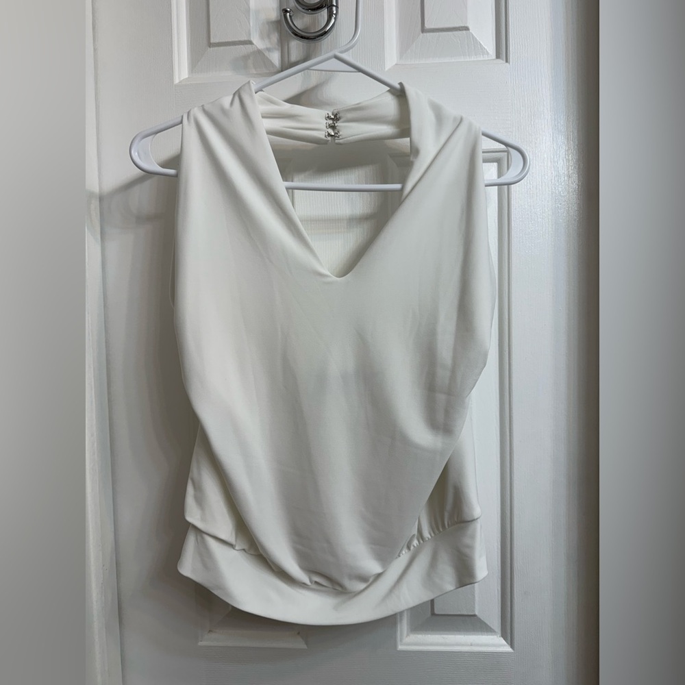Express White V-Neck Halter Top, Size XS